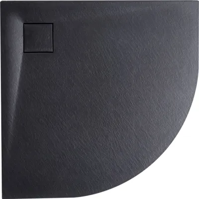 Obrázek produktu pro BELIANI Sprchová vanička s odtokem černá SMC 90 x 90 x 3 cm trojúhelníkový tvar efekt přírodního kamene minimalistický styl koupelna