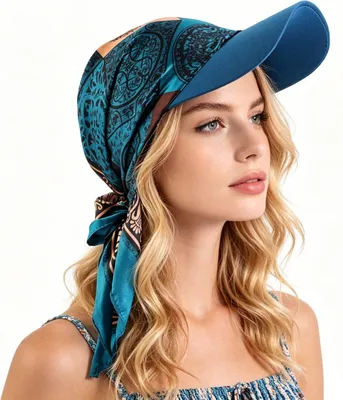 Imagen del producto de Pañuelo con abertura en el borde, turbante, bandana estampada, protección UV, talla L, para mujer