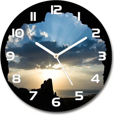 Produktbild von Wanduhr aus Glas 30fi Glasbild Glasuhr Gehärtetes Glas - weisse-zeiger - Sunset