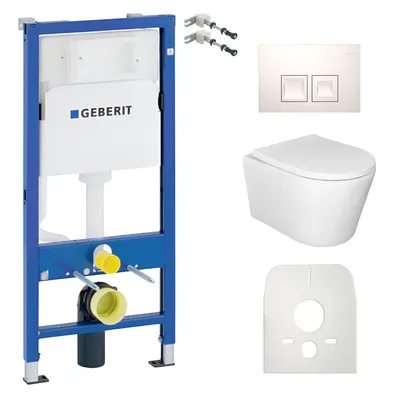 Produktbild von Lavita WC Set: Duofix Basic Vorwandelement + Lavita Wand Tiefspül WC Versoni Weiß Spülrandlos Tornado Spülsystem + WC Sitz mit Absenkautomatik