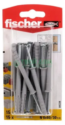 Image de Fischer 84334 screw anchor / wall plug 15 pc(s) Screw & anchor kit 60 mm