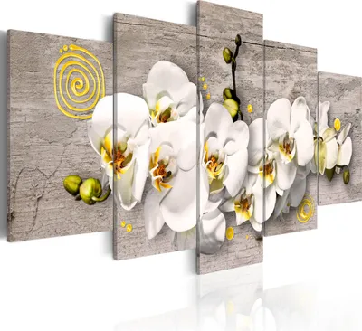 Produktbild von Leinwandbilder Abstrakt 200x100 cm Vlies Leinwandbild 5 tlg Kunstdruck modern Wandbilder XXL Wanddekoration Design Wand Bild - Blumen Orchidee Textur 020110-56