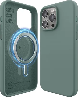 Image de Elago Silicone Case MagSafe pour iPhone 15 Pro Max Midnight Green