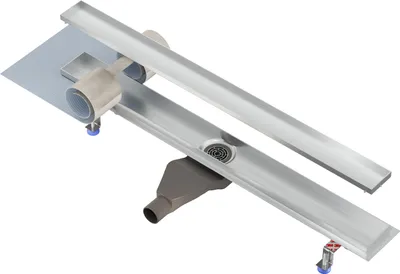 Produktbild von NORDONA Befliesbare Edelstahl Duschrinne 100cm Ablauf Mittig Abflussrinne Extraflache Ablaufgarnitur