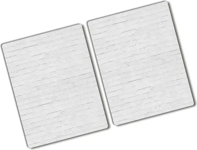 Produktbild von Tulup Glas Herdabdeckplatte - 2x40x52 cm - Glaskeramikkochfeld-Abdeckung Spritzschutz Glasabdeckplatte Kochplattenabdeckung und Schneidebrett - Zweiteilig - Sonstige - Backsteinmauer - Weiß
