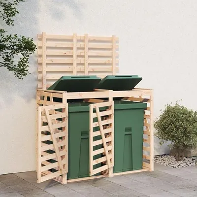 Produktbild von Mülltonnenbox für 2 Tonnen Massivholz Kiefer Müllbox Mülltonnenverkleidung Mülltonne Mülltonnenbox Müllcontainer Gerätebox