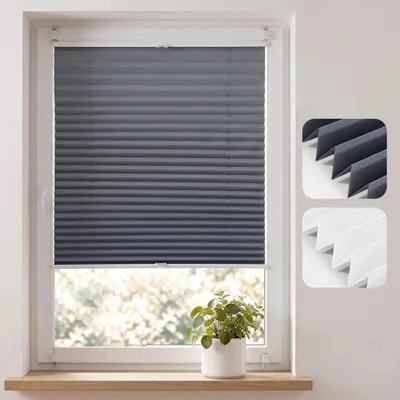 Produktbild von Plissee ohne Bohren, Dunkelgrau 60x120cm Sichtschutz Faltrollo ohne Bohren Jalousie Rollos für Fenster und Tür