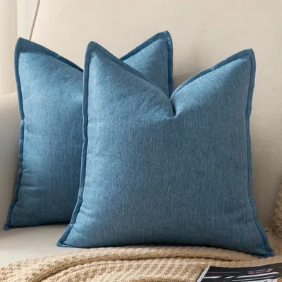 Zdjęcie produktu dla Poszewki na poduszki 50x50 cm, jasnoniebieskie, bawełniane, zestaw 2 sztuki