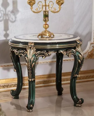Produktbild von Casa Padrino Luxus Barock Beistelltisch Beige / Weiß / Grün / Gold - Prunkvoller Massivholz Tisch im Barockstil - Barock Wohnzimmer Möbel - Edel & Prunkvoll