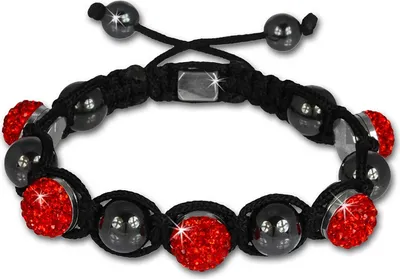 Image de Shamballa bracelet original Sterlinx avec 5 boules rouges scintillantes SHS51R