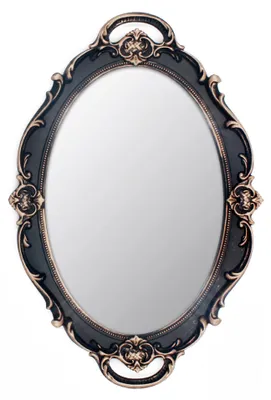 Image de Miroir mural décoratif ovale de style vintage, 36,8 x 25,4 cm, marron
