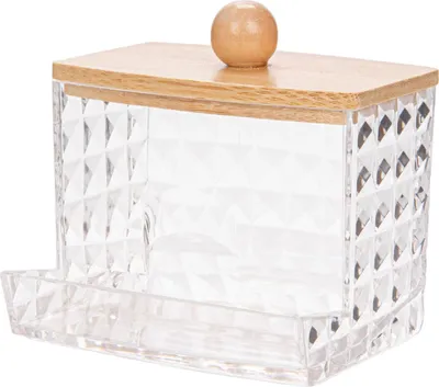 Produktbild von Aufbewahrungsbox für Wattestäbchen, Wattebauschhalter, transparent, staubdicht, große Kapazität, Zahnstocher, Zahnseidespender, Aufbewahrungskoffer