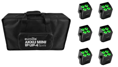 Produktbild von EUROLITE Set 6x AKKU Mini IP UP-4 QCL Spot MK2 + Soft-Bag (20001005)