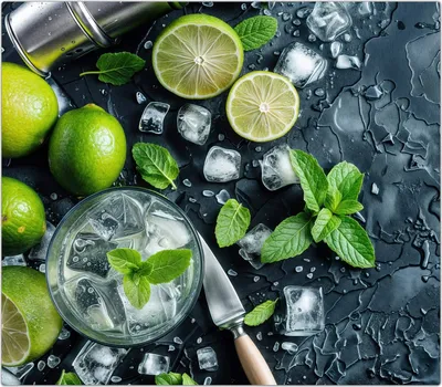 Produktbild von Spritzschutz Herdabdeckplatte Schneidebrett aus Glas Frische Limetten 1-Teilig (60x52cm)