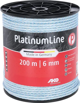 Immagine prodotto di AKO Weidezaunseil PlatinumLine weiß/blau, 200 m Länge, 6 mm breit, Tierzaun