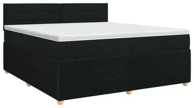 Image de vidaXL Lit boxspring avec matelas noir 140 x 190 cm Tissu