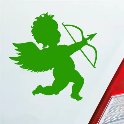 Produktbild von Auto Aufkleber Amor Liebesbote Liebe Love Glück Vale 10x10 cm Hellgrün Sticker Heckscheibenaufkleber