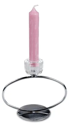 Produktbild von Stabkerzenhalter, Leuchter KRISTALL oval 14cm silber Glas + Metall Formano WA