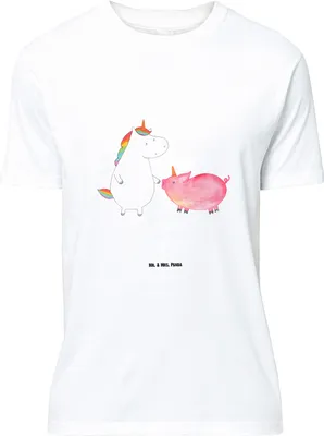 Produktbild von Mr. & Mrs. Panda Tshirt Einhorn Schwein - Weiß - Geschenk, Unicorn, T-Shirt, Einhörner, Oversize, Freundin, Lustiges, XXL, Shirt, Freundschaft