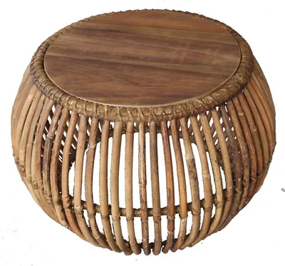 Produktbild von SIT Möbel Couchtisch | rund | Platte recyceltes Teak-Holz | Gestell Rattan | natur | B 60 x T 60 cm H 45 cm | 05330-04 | Serie RATTAN