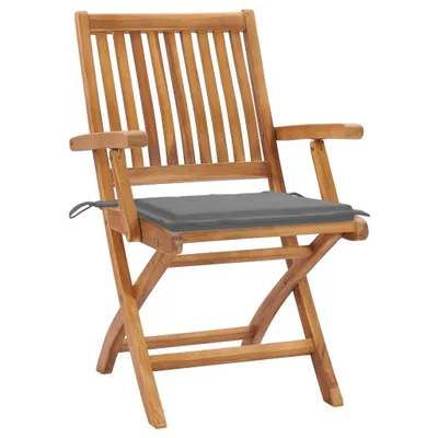 Produktbild von vidaXL Gartenstühle 2 Stk. mit Grauen Kissen Teak Massivholz