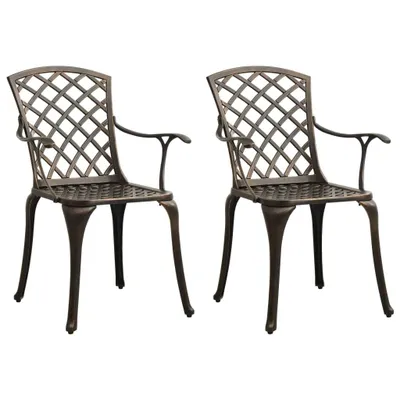 Image de Chaises de jardin lot de 2 Aluminium coulé Bronze