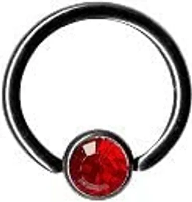 Immagine prodotto di Karisma Lip Band Pietra nera da piercing appiattita posteriore piatta 8mm- Rosso