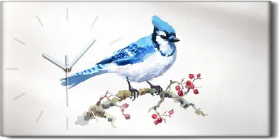 Produktbild von Dekor Leinwand Uhr Wandbilder 60x30 Gemälde Abstrakter Zweig Früchte Tier Vogel - weiße Hände
