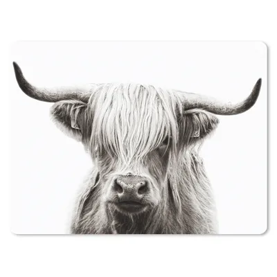 Produktbild von MuchoWow® Mauspad Mousepad Schottischer Highlander - Tiere - Schwarz - Weiß 40x30 cm - Mousepads - Maus Mat - Pad - Mausunterlage - Anti Rutsch