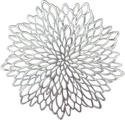 Produktbild von 6er Set Rund PVC Platzset Abwaschbar Tischsets Rund Platzdeckchen, Hitzebeständig und rutschfest, Ideal für Küche, Party, Hochzeit usw, Silber