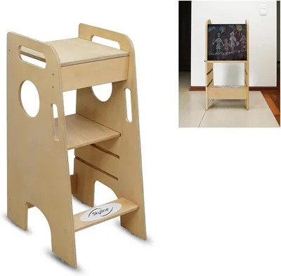 Produktbild von Skyline Steh und Lernturm Baby ab 1 Jahr Montessori Learning Tower Tritthocker Kinder Kitchen Helper Kinderhochstühle Tafel
