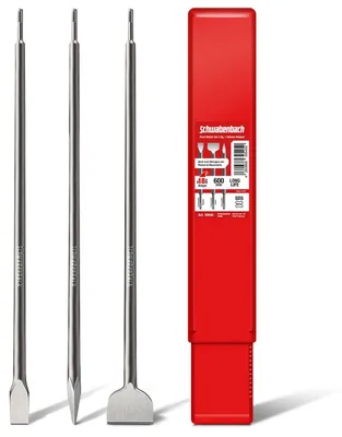 Produktbild von SDS Plus Meißel-Set, 3-teilig, 600 mm - Extra lang, robust und vielseitig