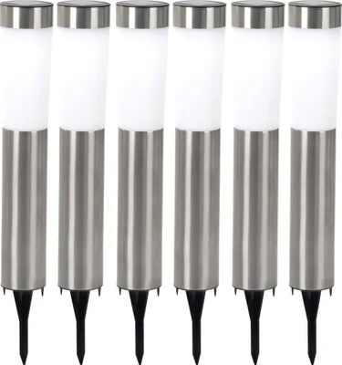 Produktbild von 6er Set LED Solarleuchte, Edelstahl, Erdspieß, H 56 cm