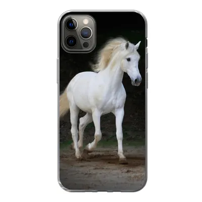 Produktbild von MuchoWow® Handyhülle Schutzhülle Hülle für iPhone 12 Pro Max Pferde - Sand - Dunkel Silikon Softcase Handy Hülle - Hartschale