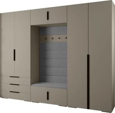 Produktbild von MEBLE KRYSPOL Inova 1 Möbelset Garderobe, 236,7x300x47cm - Kaschmir, Manila 16, Schwarz