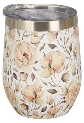 Immagine prodotto di Tazza termica, design elegante, ideale come regalo. Kwiaty Royal - Rose inglesi bianche. Capacità: 330 ml