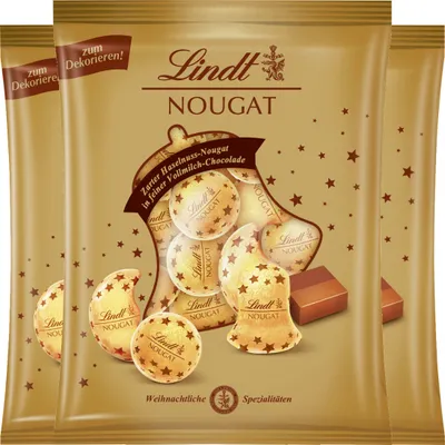 Produktbild von Lindt Nougat Baumbehang Pralinen aus Vollmilchschokolade 100g 3er Pack