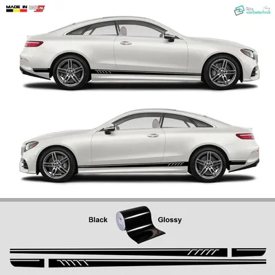 Produktbild von Auto Seitenstreifen Vinyl Aufkleber Sport Sticker Set – Schwarz 220 x 9 cm