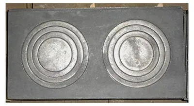 Produktbild von Gussplatte für den Ofen mit 2 Löchern 65x37,5cm Kohleplatte Kaminplatte Grauguss