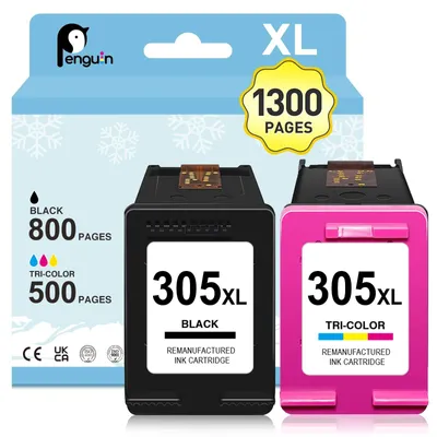 Image de Solidchoice - Cartouches d'encre recyclées pour HP 305 XL, ensemble noir et couleurs