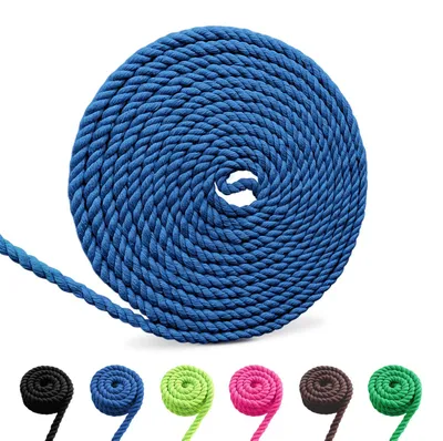 Productafbeelding van Katoenen koord - Macramé garen voor doe-het-zelf projecten en handwerk - Koninklijk blauw - 8 mm, 10 meter