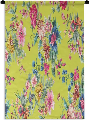 Produktbild von MuchoWow® Wandteppich Wandbehang Blumen - Farben - Grün 90x135 cm Tapisserie Dekoration Wandtuch - Baumwolle - Wandskulptur