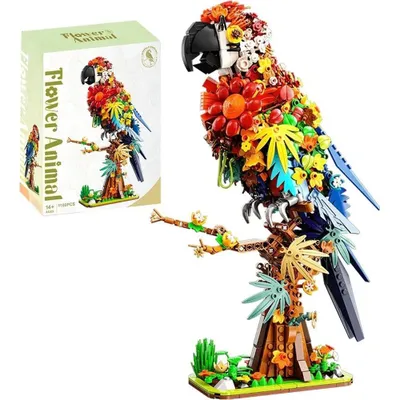 Produktbild von Papageien-Blumen-Bauset 1100pcs Kinder Bausteine Zimmerpflanzen-Deko Geschenk 6+