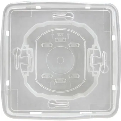 A clear plastic cover for an electrical component.