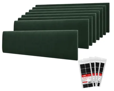 Produktbild von STEGU Polsterpaneel-Set 8× Rechteck 60x15 cm inkl. Klettband Kopfteil Velours Dunkelgrün