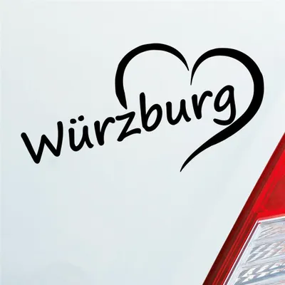 Produktbild von Auto Aufkleber Würzburg Herz Stadt City Liebe Love Heart 15x8 cm Schwarz Matt Sticker Heckscheibenaufkleber