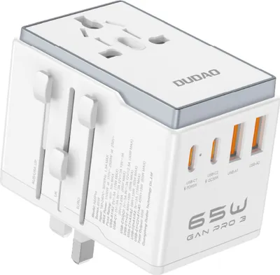 Obrázok produktu pre DUDAO Dudao A65Pro Universal Travel Adapter 65Watt GaN 2xUSB-C + 2xUSB-A White