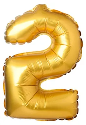 Zdjęcie produktu dla Balon foliowy cyfra 2 złoty 61 cm dekoracja urodzinowa