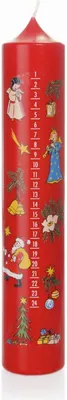 Produktbild von INNA-GLAS Advents Stumpenkerze TEMPERANCE, Adventstage Fotodruck, rot-bunt, 26,5cm, Ø5cm -  Germany - Adventskalender Kerze