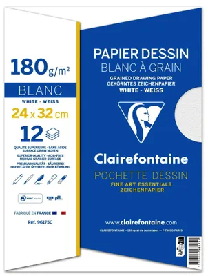 Image de Clairefontaine Zeichenpapier "Blanc à Grain" 240 x 320 mm